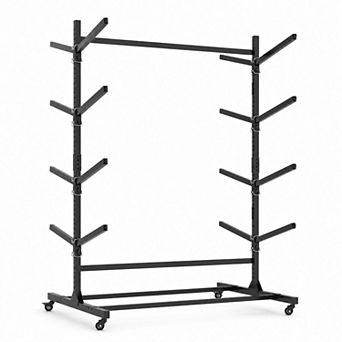 BAOURE Heavy Duty Steel Kayak Rack Holds 8 Units with Lockable Wheels for Home and Yard Use