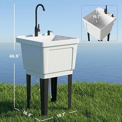 BAOURE Metal and Polypropylene Sink Station Tool Free Setup For Backyard Camping Use