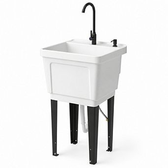 BAOURE Metal and Polypropylene Sink Station Tool Free Setup For Backyard Camping Use