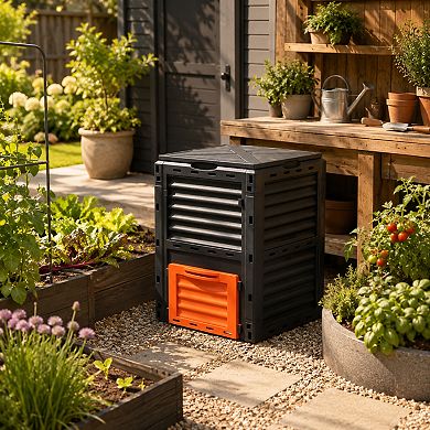 BAOURE Polypropylene Outdoor Compost Bin 80 Gallon Large Capacity For Backyard Garden