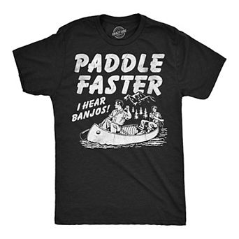 Mens Funny T Shirts Paddle Faster I Hear Banjos Sarcastic Graphic Novelty Tee For Men