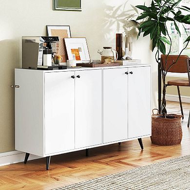 Costway Buffet Sideboard Mid Century Modern 4-Door Storage Cabinet 50" Accent Cabinet