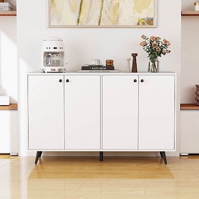 Costway Buffet Sideboard Mid Century Modern 4-Door Storage Cabinet 50" Accent Cabinet