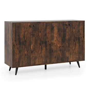 Costway Buffet Sideboard Mid Century Modern 4-Door Storage Cabinet 50" Accent Cabinet