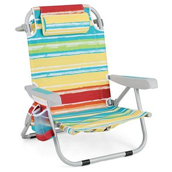 Goplus Folding Beach Chair for Adult Lightweight Aluminum Camping Chair withStorage Bag