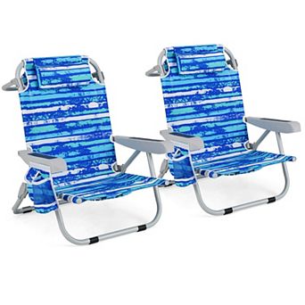 Goplus Folding Beach Chair for Adult Lightweight Aluminum Camping Chair withStorage Bag