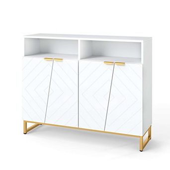 Costway 40" Buffet Storage Cabinet with 4 Doors & Adjustable Shelves Anti-Tipping Kits