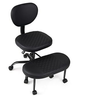 Costway Ergonomic Cross Legged Office Chair with Wheels, Height-Adjustable Seat for Home