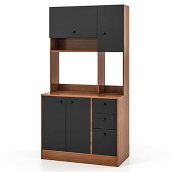 Costway 71" Tall Kitchen Pantry Buffet Hutch Freestanding Storage Cabinet 4 Doors