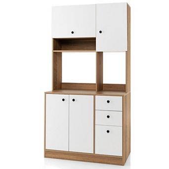Costway 71" Tall Kitchen Pantry Buffet Hutch Freestanding Storage Cabinet 4 Doors