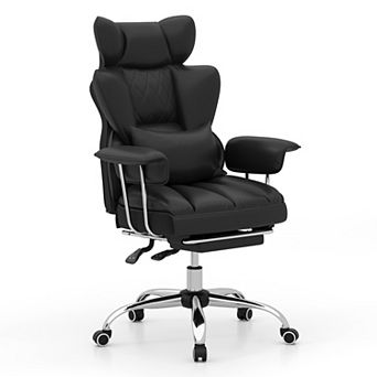 Costway Office Desk Chair Big and Tall Executive Office Chair with Footrest Lumbar Support