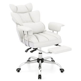 Costway Office Desk Chair Big and Tall Executive Office Chair with Footrest Lumbar Support