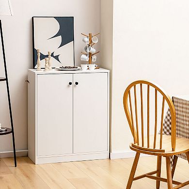 Costway 2-Door Storage Cabinet Freestanding Storage Organizer with 3-Tier Shelf Entryway