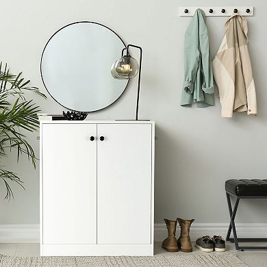 Costway 2-Door Storage Cabinet Freestanding Storage Organizer with 3-Tier Shelf Entryway