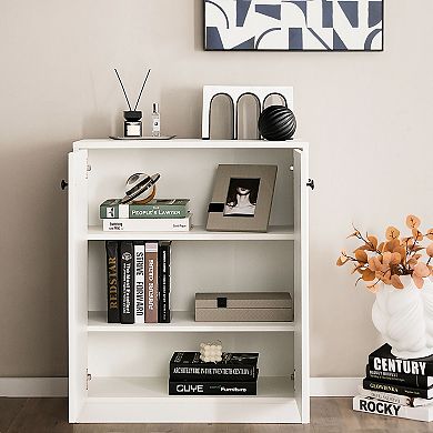 Costway 2-Door Storage Cabinet Freestanding Storage Organizer with 3-Tier Shelf Entryway