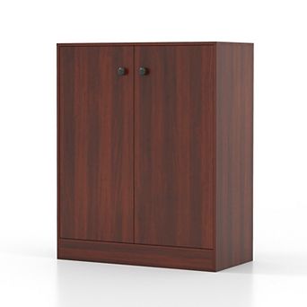 Costway 2-Door Storage Cabinet Freestanding Storage Organizer with 3 tier Shelf Entryway
