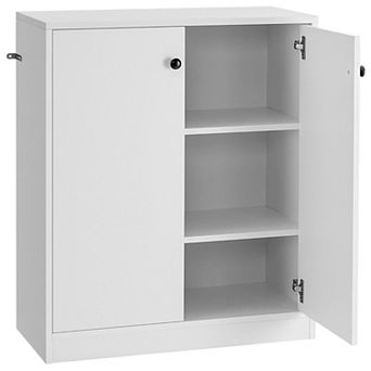 Costway 2-Door Storage Cabinet Freestanding Storage Organizer with 3 tier Shelf Entryway