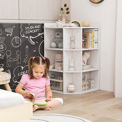 Costway 3-Tier Corner Storage Organizer with USB Ports and Outlets 9 Cubbies