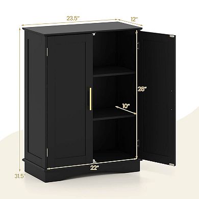 Costway Floor Storage Cabinet Modern Storage Organizer with Adjustable Shelves & 2 Doors
