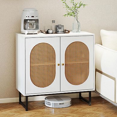 Costway Buffet Cabinet with 2 Doors Adjustable Shelf Metal Legs Accent Floor Cabinet