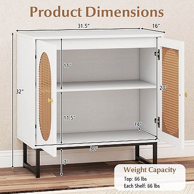 Costway Buffet Cabinet with 2 Doors Adjustable Shelf Metal Legs Accent Floor Cabinet