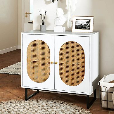 Costway Buffet Cabinet with 2 Doors Adjustable Shelf Metal Legs Accent Floor Cabinet