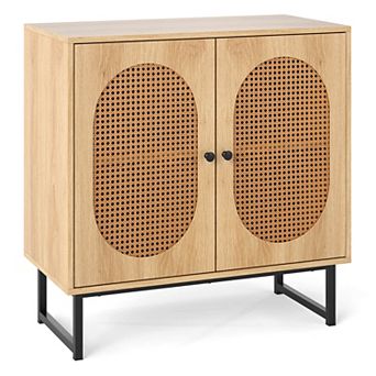 Costway Buffet Cabinet with 2 Doors Adjustable Shelf Metal Legs Accent Floor Cabinet