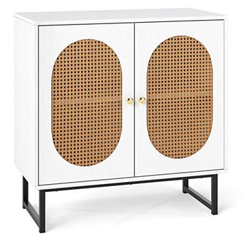 Costway Buffet Cabinet with 2 Doors Adjustable Shelf Metal Legs Accent Floor Cabinet
