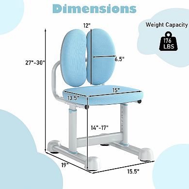 Costway Kids Desk Chair with Double Back Support Adjustable Height Upholstered Computer Chair