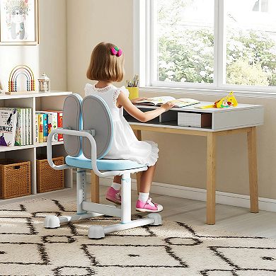 Costway Kids Desk Chair with Double Back Support Adjustable Height Upholstered Computer Chair