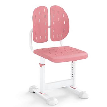 Costway Kids Desk Chair with Adaptive Double Backrest, Adjustable Height, Breathable Seat