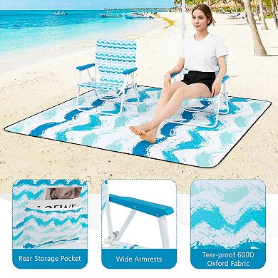 Costway 4 PCS Beach Umbrella Set with 2 Foldable Chairs & Picnic Blanket, Tilt Mechanism