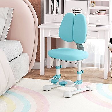 Costway Kids Study Chair with Adjustable Double Backrest, Footrest, Seat Height & Depth