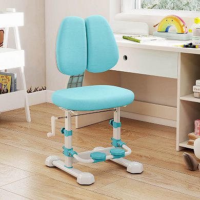 Costway Kids Study Chair with Adjustable Double Backrest, Footrest, Seat Height & Depth