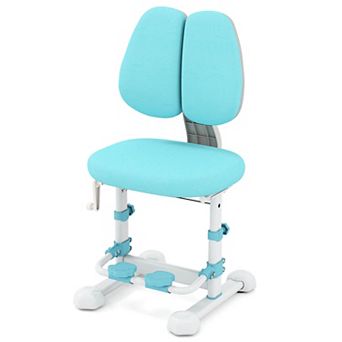 Costway Kids Study Chair with Adjustable Double Backrest, Footrest, Seat Height & Depth