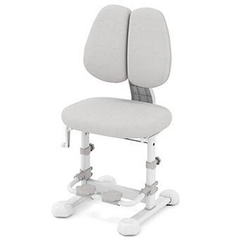 Costway Kids Study Chair with Adjustable Double Backrest, Footrest, Seat Height & Depth