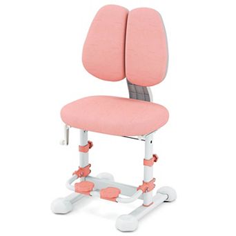 Costway Kids Study Chair with Adjustable Double Backrest, Footrest, Seat Height & Depth