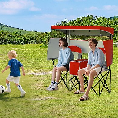 Costway Double Beach Chair with Adjustable Canopy Oversized Folding Camping Chair