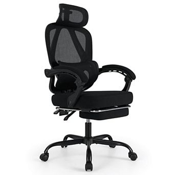 Costway Ergonomic Office Chair with Retractable Footrest & 135° Stepless Tilting Backrest