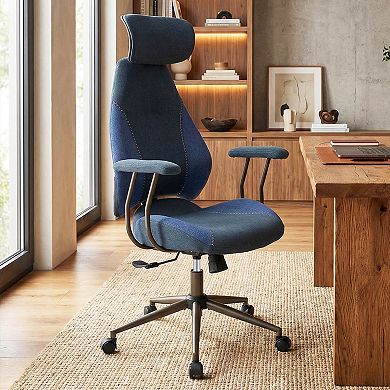 Costway Ergonomic Office Chair with 2D Headrest, Rocking Backrest & Wheels, Gaming Chair