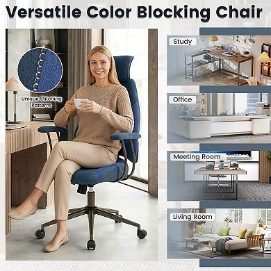 Costway Ergonomic Office Chair with 2D Headrest, Rocking Backrest & Wheels, Gaming Chair