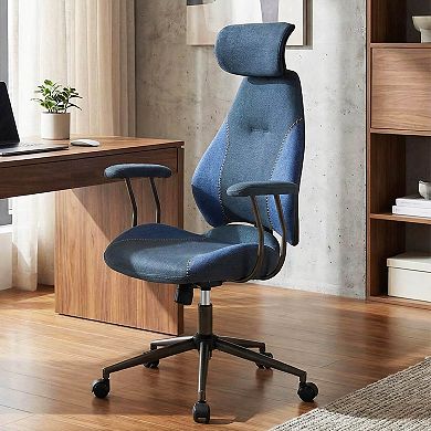 Costway Ergonomic Office Chair with 2D Headrest, Rocking Backrest & Wheels, Gaming Chair