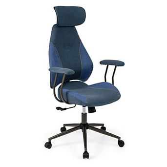 Costway Ergonomic Office Chair with 2D Headrest, Rocking Backrest & Wheels, Gaming Chair