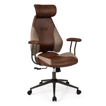 Costway Ergonomic Office Chair with 2D Headrest, Rocking Backrest & Wheels, Gaming Chair