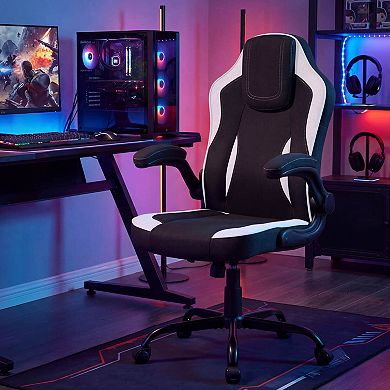 Costway Office Chair with 90° Flip-up Armrests, Adjustable Height & Rocking Function,Wheels