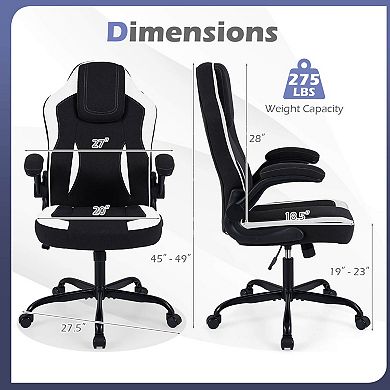 Costway Office Chair with 90° Flip-up Armrests, Adjustable Height & Rocking Function,Wheels
