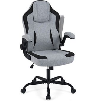 Costway Office Chair with 90° Flip-up Armrests, Adjustable Height & Rocking Function,Wheels