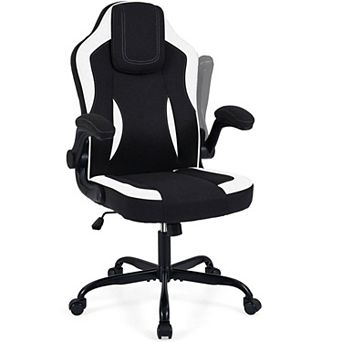 Costway Office Chair with 90° Flip-up Armrests, Adjustable Height & Rocking Function,Wheels