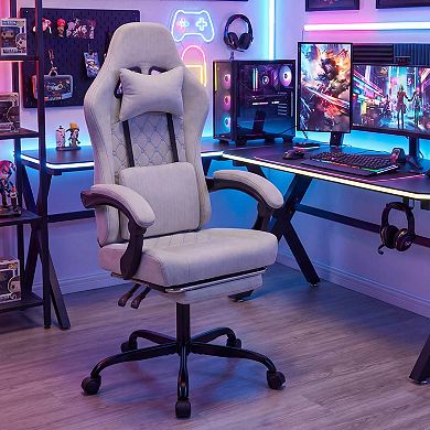Costway Height Adjustable Computer Chair with Headrest, Lumbar Support, Linkage Armrests