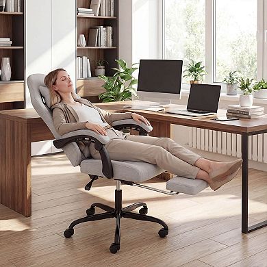 Costway Height Adjustable Computer Chair with Headrest, Lumbar Support, Linkage Armrests